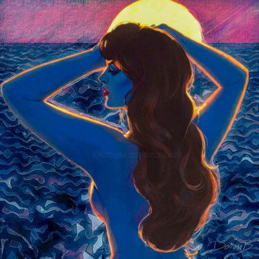 Blue sunset girl