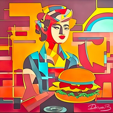 Girl and hamburger 01