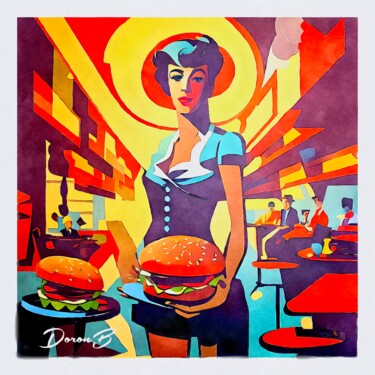 Girl and two hamburgers