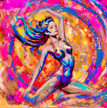 Colorful whirlwind girl