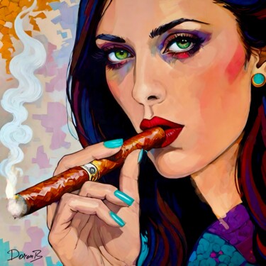 Girl smoking a cigar